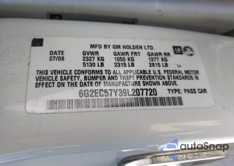 2009 Pontiac G8 Gt from USA, damaged, VIN 6G2EC57Y39L207720